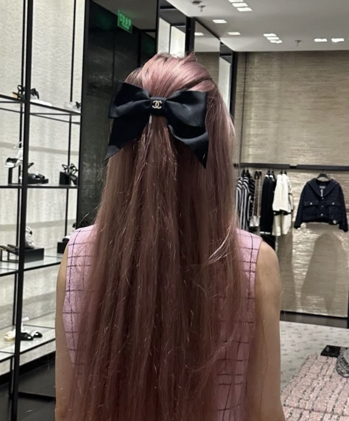 Chanel Black Satin Hair Clip with Bow